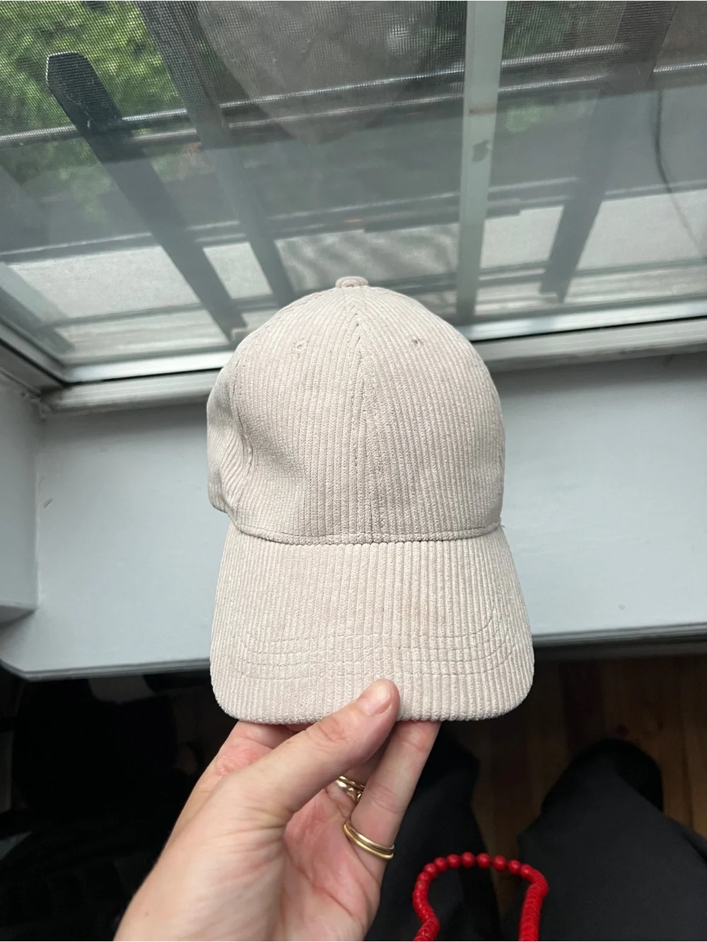 Neutral Corduroy Baseball Cap — Women's Beige Hat